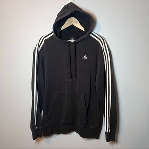 Adidas 3-stripes Hoodie Men’s M Black/White Pullover Sweatshirt